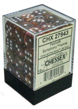 Chessex - 12mm Festive Symphony/white (36)