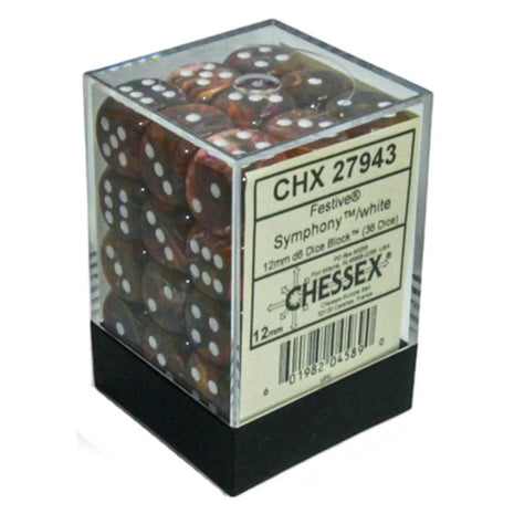 Chessex - 12mm Festive Symphony/white (36)