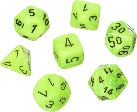Chessex 7 - Bright Green and Black
