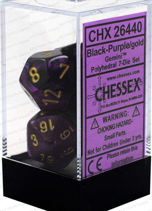 Chessex 7 - Black, Purple, and Gold