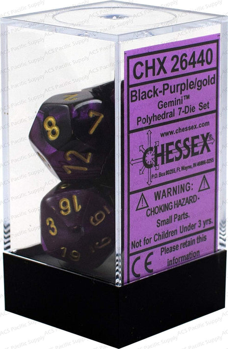 Chessex 7 - Black, Purple, and Gold