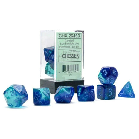 Chessex 7 - Gemini Luminary Blue-Blue with Light Blue