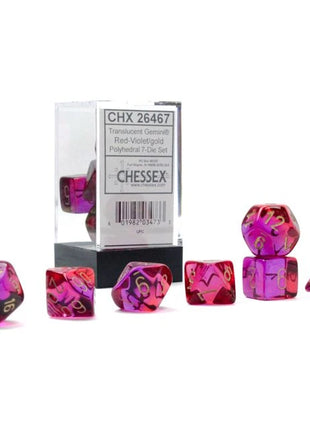 Chessex 7 - Gemini Translucent Red-Violet with Gold