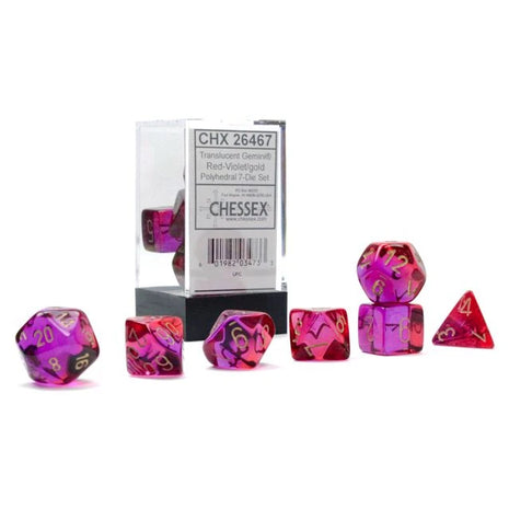 Chessex 7 - Gemini Translucent Red-Violet with Gold