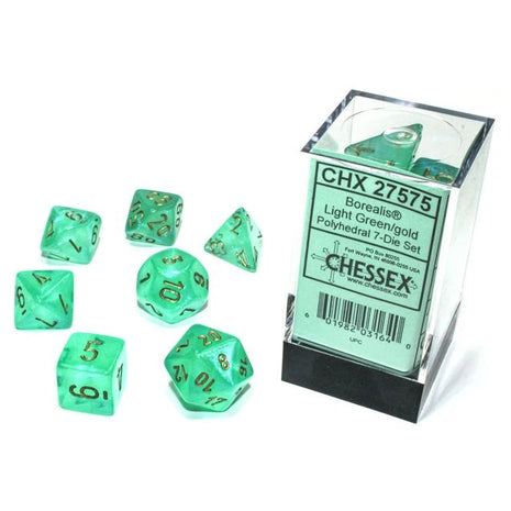 Chessex 7 - Borealis Luminary Light Green with Gold