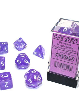 Chessex 7 - Borealis Luminary Purple with White