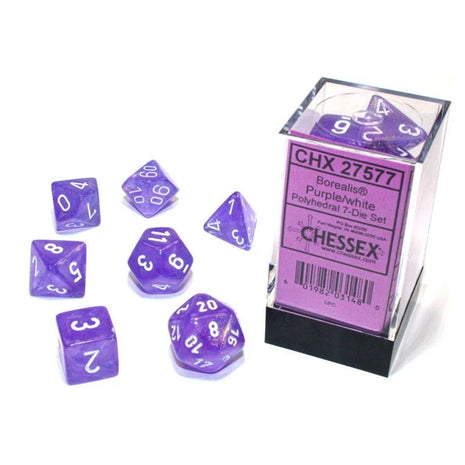 Chessex 7 - Borealis Luminary Purple with White