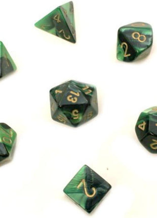 Chessex 7 - Black, Green, and Gold