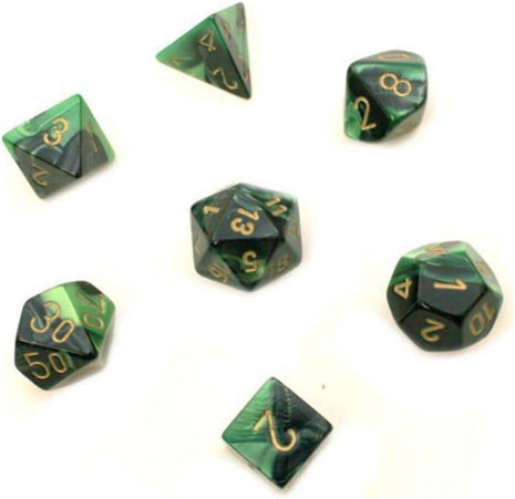 Chessex 7 - Black, Green, and Gold