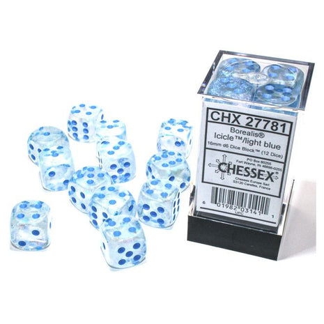 Chessex 12 - 16mm Borealis Luminary Icicle with Light Blue