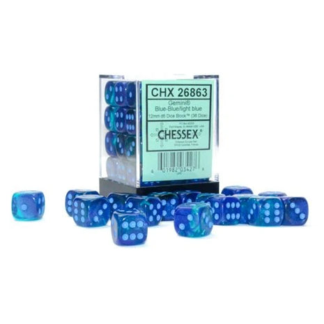 Chessex - 16mm Gemini Luminary Blue-Blue with Light Blue (36)