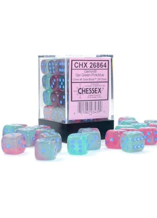 Chessex - 16mm Gemini Luminary Gel Green-Pink with Blue (36)