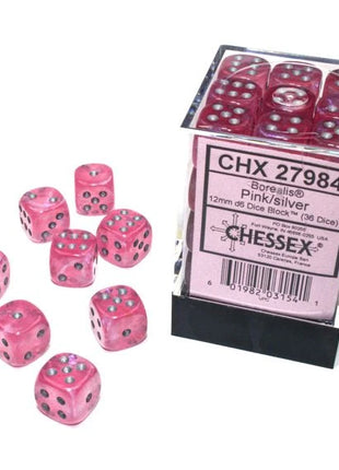 Chessex - 12mm Borealis Luminary Pink with Silver (36)