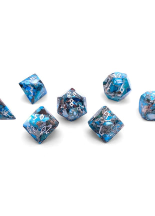 Norse Foundry: Blue Howlite with Brass- 7 Piece Dice