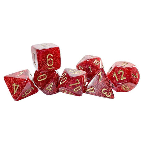 Chessex 7 Mega - Glitter Ruby/Gold