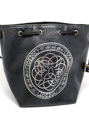 Easy Roller Dice Bag: Black Elven Runes Leather