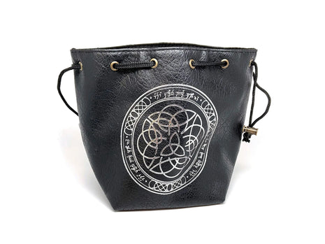 Easy Roller Dice Bag: Black Elven Runes Leather