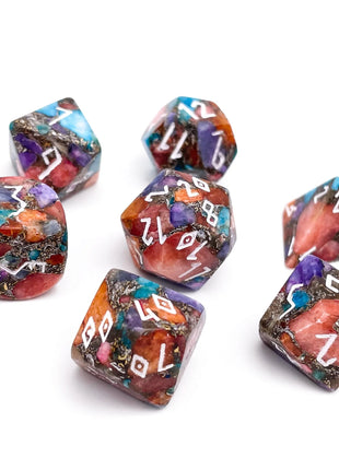 Norse Foundry: Multi Colored Calcite - 7 Piece Dice