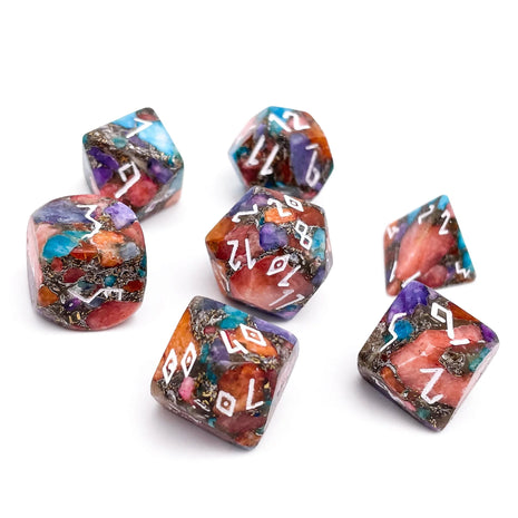Norse Foundry: Multi Colored Calcite - 7 Piece Dice