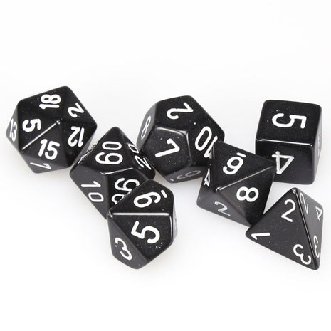 Chessex 7 - Opaque Black with White