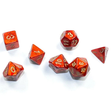 Chessex 7 Mini: Scarab Scarlet with Gold