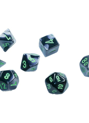 Chessex 7 Mini: Black Grey with Green