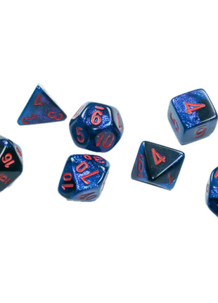 Chessex 7 Mini: Black Starlight with Red
