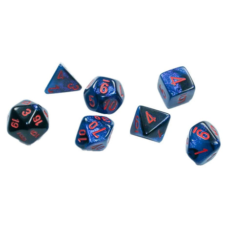 Chessex 7 Mini: Black Starlight with Red