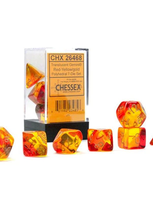 Chessex 7: Translucent Red-Yellow with Gold