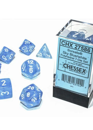 Chessex 7: Sky Blue with White
