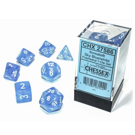 Chessex 7: Sky Blue with White