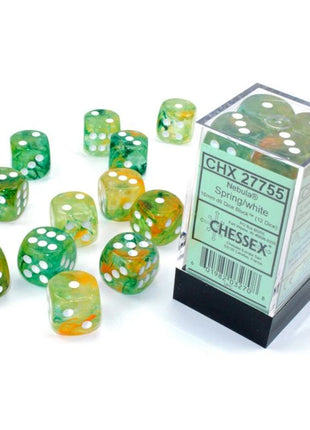 Chessex d6 Cube: Nebula Spring with White (12)
