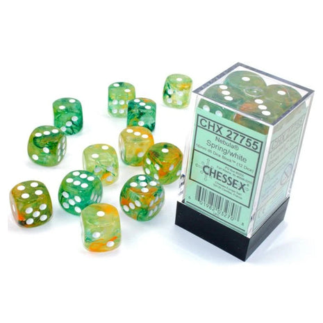 Chessex d6 Cube: Nebula Spring with White (12)