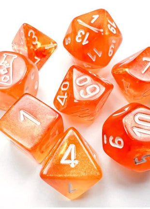 Chessex 7 Lab Dice: Blood Orange with White
