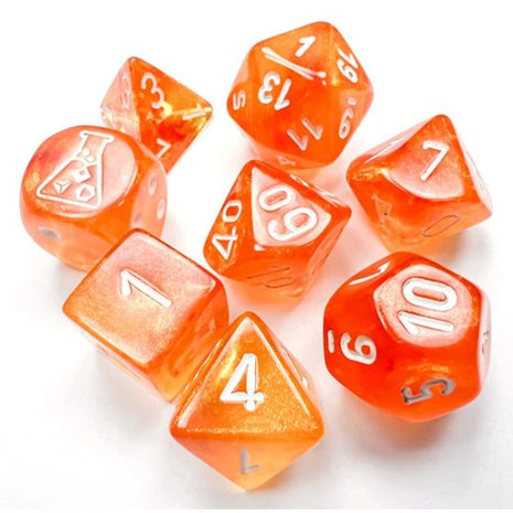 Chessex 7 Lab Dice: Blood Orange with White
