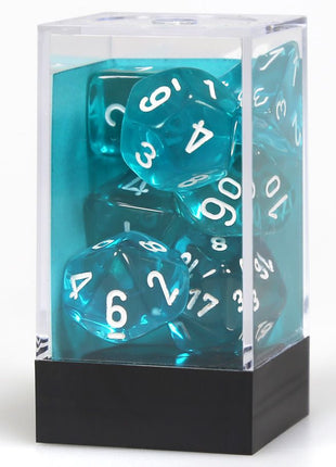 Chessex 7 - Translucent Teal with White