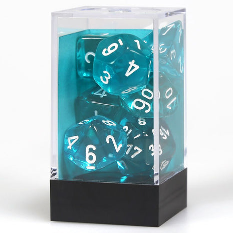 Chessex 7 - Translucent Teal with White